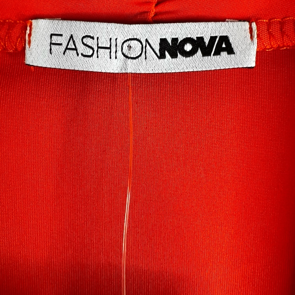 NWT Fashion Nova Deceiving Looks Ruched Romper Highlighter Orange Women’s Sz S - Picture 8 of 9